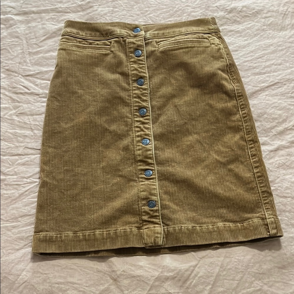 Tan Corduroy Button-Front Skirt
